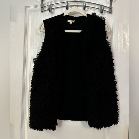 Eyeshadow soft vest Women L Faux Fur Black Open Front Sleeveless whimsigoth cozy - Picture 1 of 12